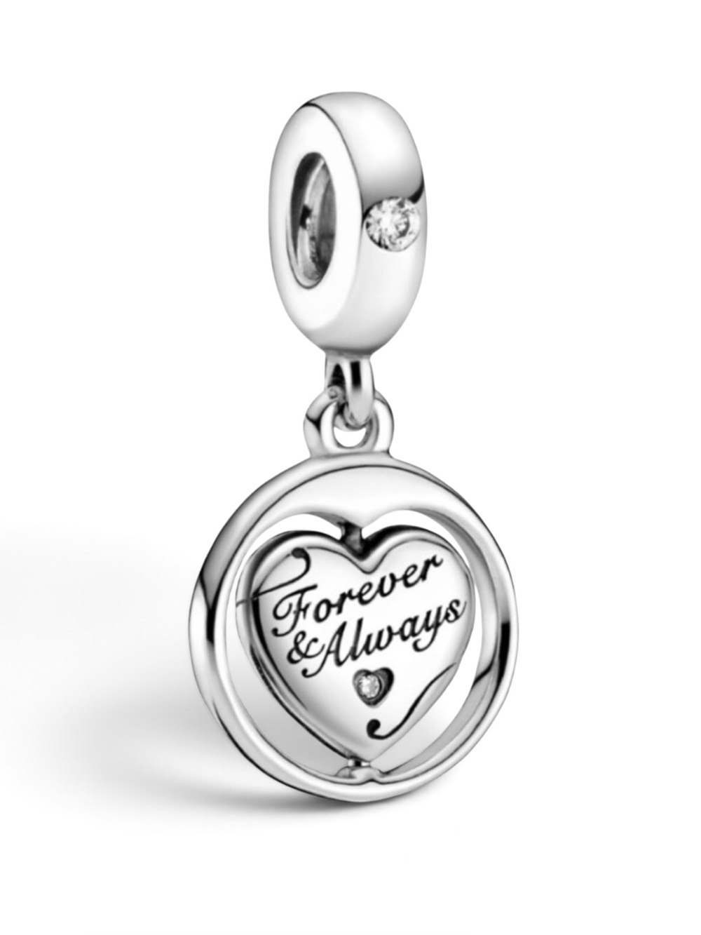 Pandora 925 Sterling Silver Spinning Forever and Always Soulmates Dangle Charm